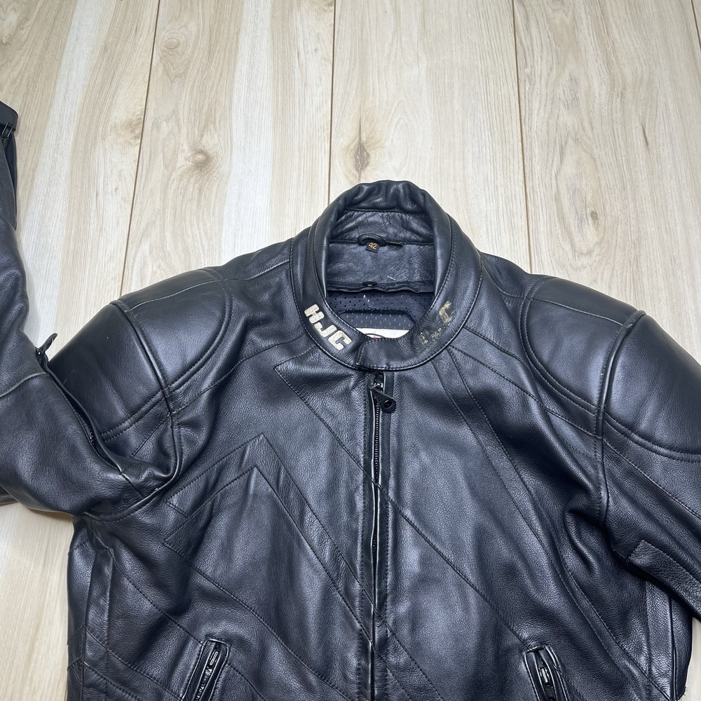 HJC leather Motor Cycle Jacket Cirotech Riding Gear Scotchlite 3M Size 42 - Picture 8 of 16